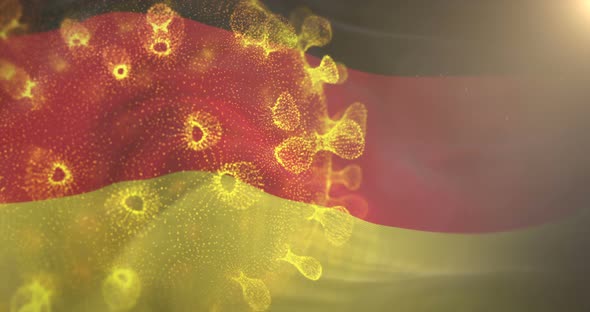 Germany Flag With Corona Virus Bacteria 4K