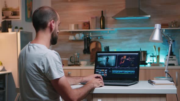 Freelancer Editing a Video Using Post Production Software