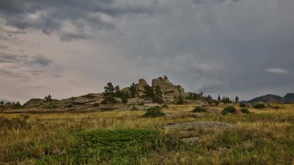 Wild Landscape With Rock And Clouds