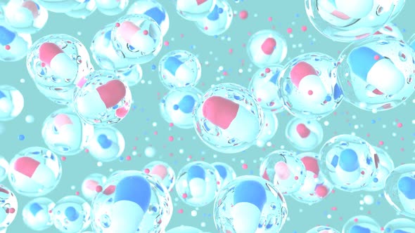 Abstract art background of pills in bubbles 