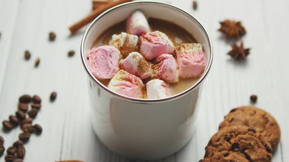 Cup of Hot Chocolate or Cacao with Marshmallows