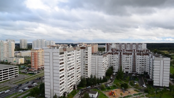 City Landscape Of District In Moscow Russia, 