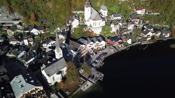 Beautiful Landscape of Hallstatt Village and Lake Hallstatt in Austria