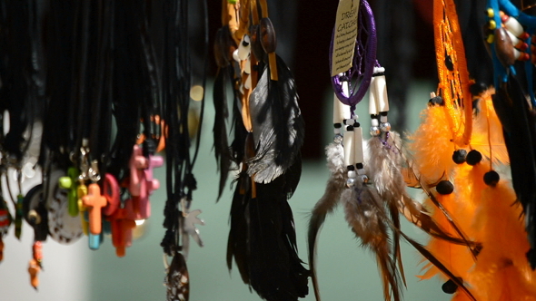 Dreamcatchers Hanging in a Display at Outdoors alt