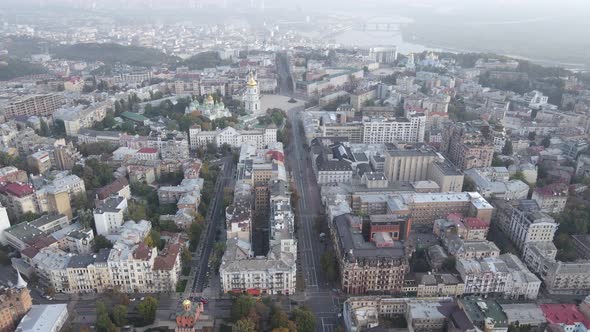 Cityscape of Kyiv, Ukraine. Aerial View, Slow Motion