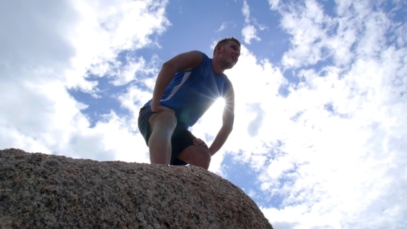 Healthy Lifestyle Winner Man At Top. Sport And