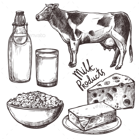 Sketch Milk Products Set