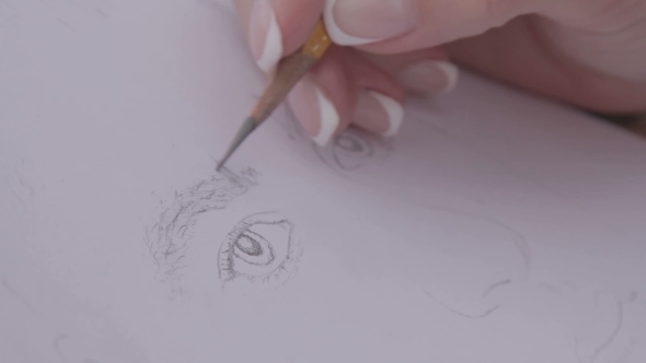 Woman Draws Man's Eyes