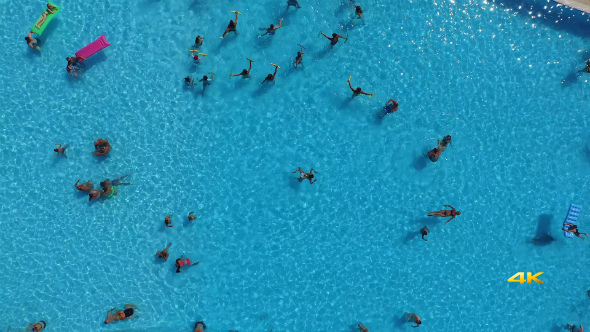 Aerial Flying Over Hotel Swimming Pool 1