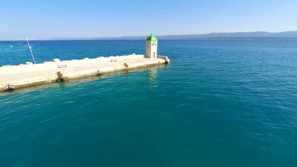 View Of Small Lighthouse On Pier In Bol On Island Of Brac, Croatia. 2