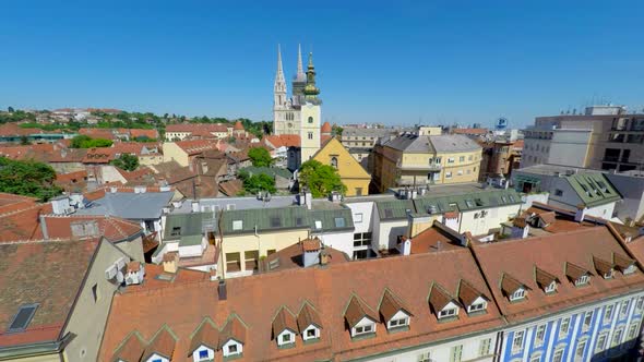 Aerial View Of Central Zagreb With Zagreb's Cathedral. 5