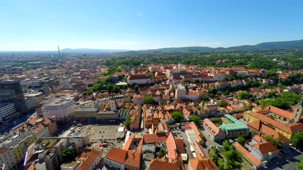 Aerial View Of Central Zagreb, With Mount Medvednica In Background. 3