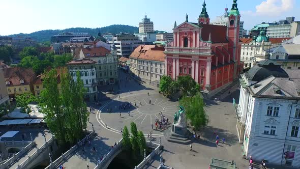 Aerial View Of City Center In Ljubljana, Slovenia. 2