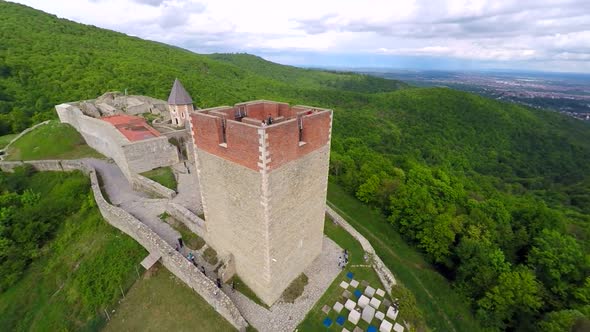 Aerial View Of Fort Medvedgrad With Mount Medvednica Forest Around It. 14 alt