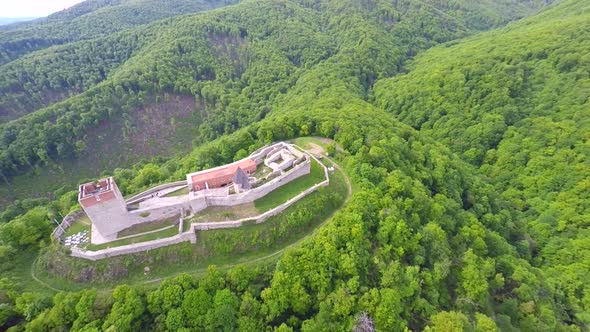 Aerial View Of Fort Medvedgrad With Mount Medvednica Forest Around It. 7