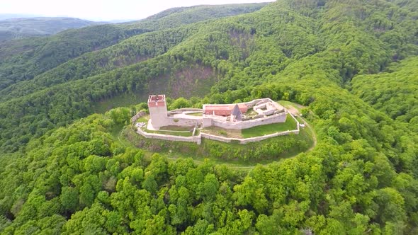 Aerial View Of Fort Medvedgrad With Mount Medvednica Forest Around It. 8