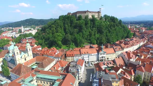 Aerial View Of Ljubljana Castle On The River Ljubljanica, Slovenia 1