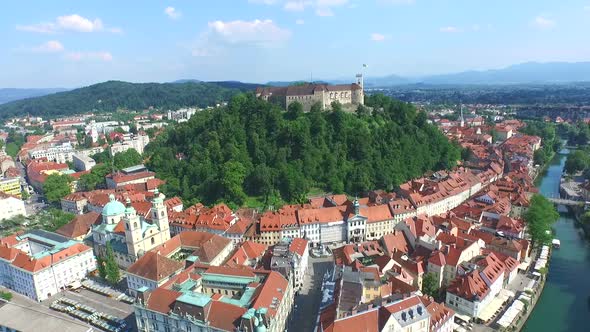 Aerial View Of Ljubljana Castle On The River Ljubljanica, Slovenia 2