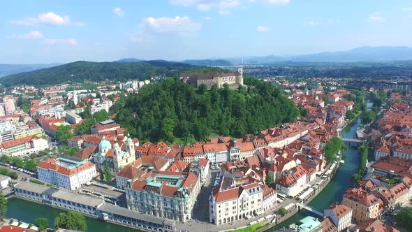 Aerial View Of Ljubljana Castle On The River Ljubljanica, Slovenia 3