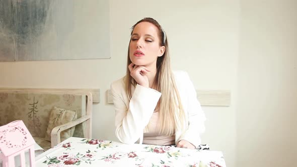 Beautiful Young Woman Waiting In A Restaurant 2 alt