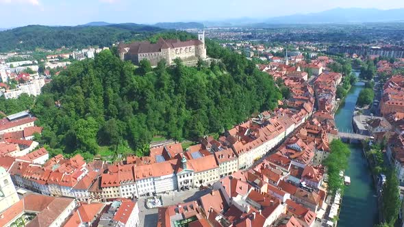 Aerial View Of Ljubljana Castle On The River Ljubljanica, Slovenia 6 alt