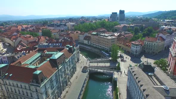 Aerial View Of Ljubljana With Beautiful River Ljubljanica Slovenia. 3