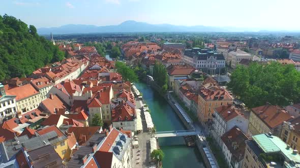 Aerial View Of Ljubljana With Beautiful River Ljubljanica Slovenia. 4