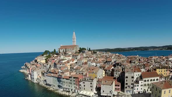 Aerial View Of The Old Town And Sea Surrounding Rovinj, Croatia 11