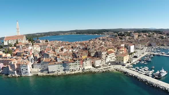 Aerial View Of The Old Town And Sea Surrounding Rovinj, Croatia 6