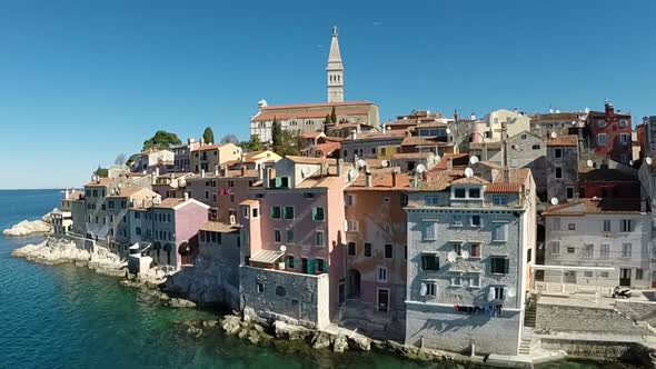 Aerial View Of The Old Town And Sea Surrounding Rovinj, Croatia 7