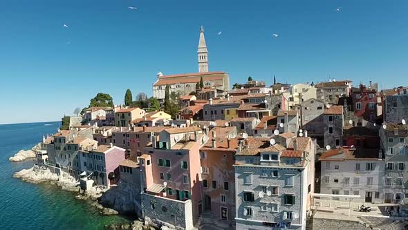Aerial View Of The Old Town And Sea Surrounding Rovinj, Croatia 8
