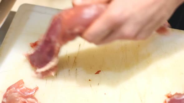 Chef Cooking Meat In Kitchen Of Restaurant 4 alt