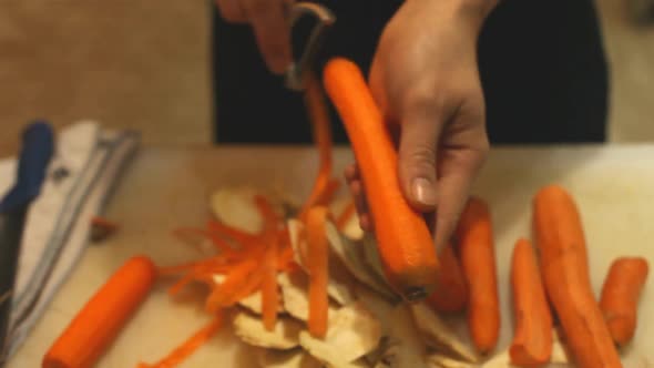 Chef Peeing Carrots In Restaurant 1