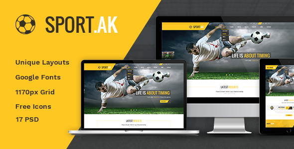 Sport.AK — Soccer Club and Sport PSD Template