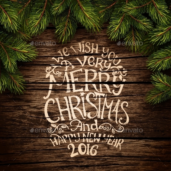 Christmas Typography on Wooden Texture