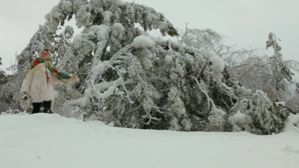 Girl Goes Through The Snow