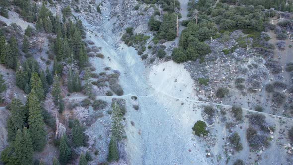 Rockslide Along hiking trail in California near Wrightwood Angeles Crest