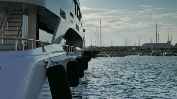 Superyacht Moored At Harbor