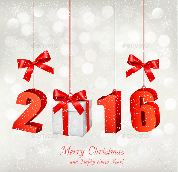 2016 New Years Background With Gift Vector