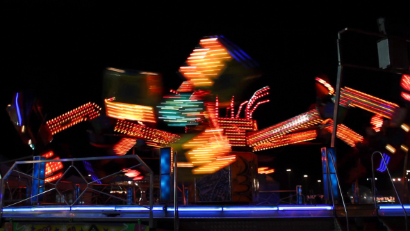 Spinning Carousel In Night