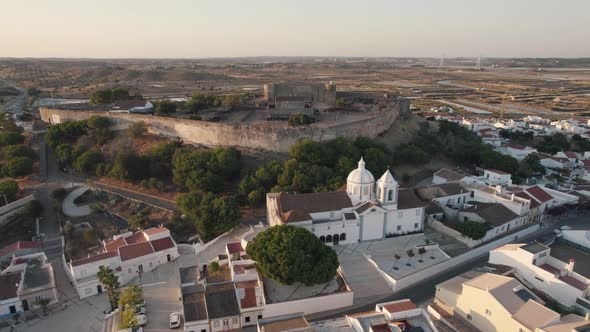 Castro Marim Castle overlooking Sao Tiago Parish church and town houses.