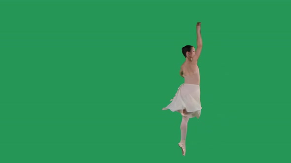 Elegant Ballerina Dancing Classical Ballet on Green Screen