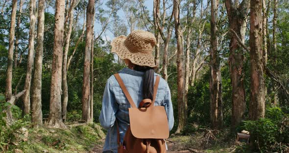 Young woman go hiking