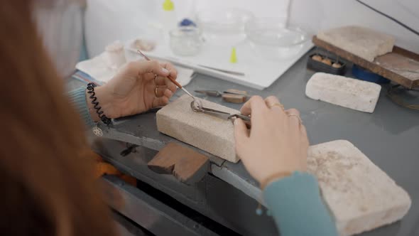 Artisan Woman Creating Jewellery  Close Up