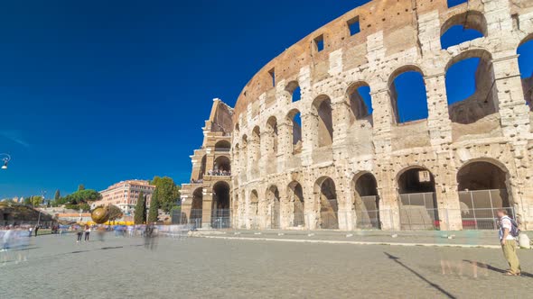 The Colosseum or Coliseum Timelapse Hyperlapse, Also Known As the Flavian Amphitheatre in Rome