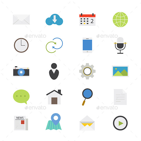 Internet Web and Mobile Flat Icons Color