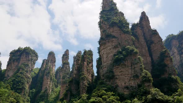 View Of The Majestic Stone Rock Pillars Of Mountains In Zhangjiajie Forest Park