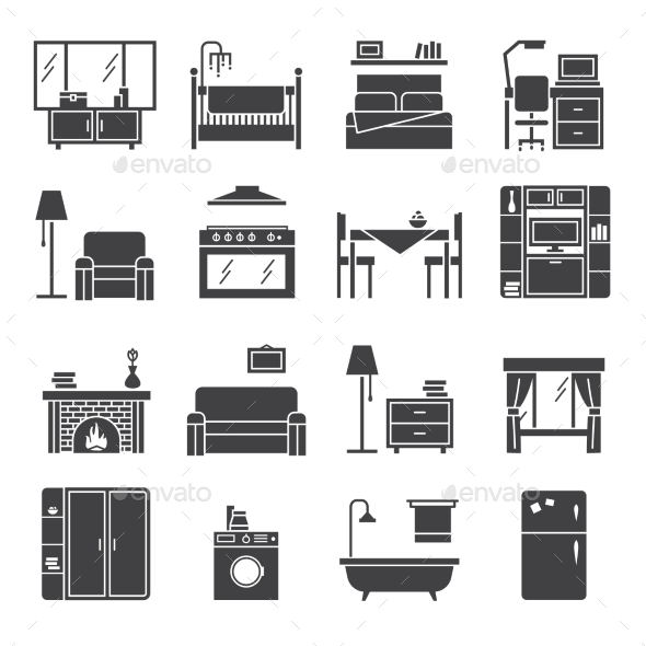 Interior And Furniture Icons Set