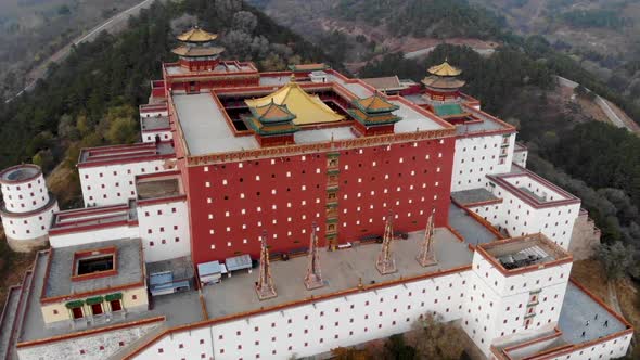 Aerial View of The Putuo Zongcheng Buddhist Temple, Chengde, China