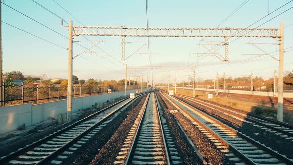 Passenger train arriving to the station at Eskisehir early in the morning